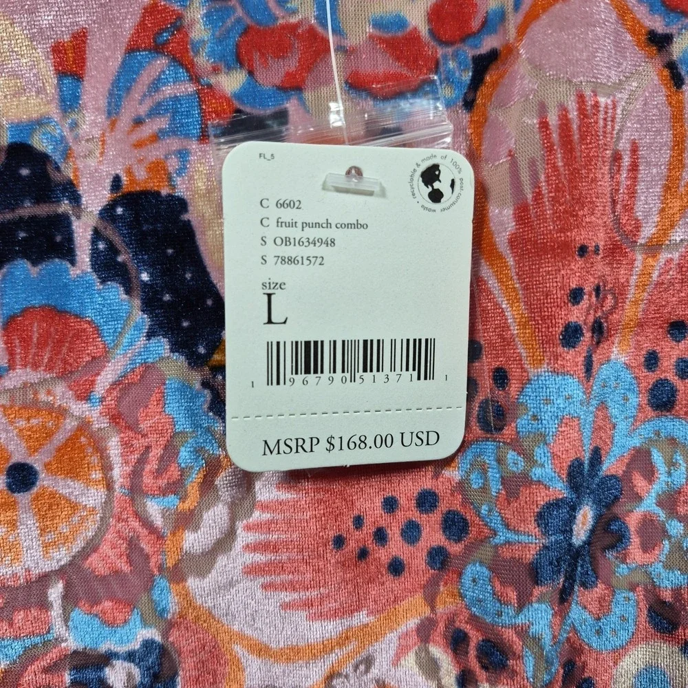 NWT Free People Della Burnout Velvet Mini Dress‎ Fruit Punch Combo Size Large